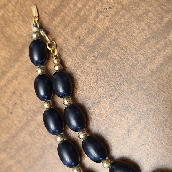 Monet Black Beads Necklace, Signed - Picture 4 of 5